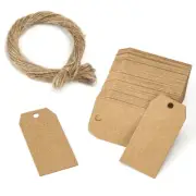 Handmade Kraft Paper Gift Tags 100PCS Rectangular Labels with Hemp String
