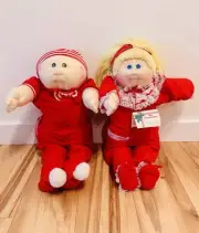 RARE Cabbage Patch Kids Twins Soft Christmas Edition Hand Signed Soft Body