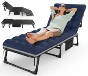 Suteck Folding Camping Cot, Adjustable 5+2 Positions Reclining Portable Outdo...