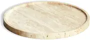 PHINILUX Travertine Marble Vanity Tray, Round Ottoman Tray, Modern Decorative for Bathroom, Kitchen, Nightstand, Jewelry Dish Holder, Table Accents, Beige Travertine, MB-Tray-T-01