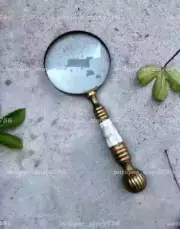 Antique brass hand magnifier nautical handheld magnifying glass collectible read