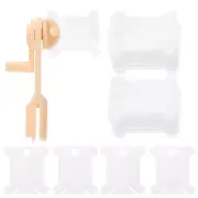 100pcs Plastic Embroidery Floss Bobbins with Bobbin Winder, Clear