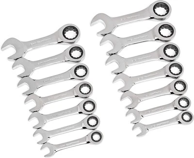 GEARWRENCH 14 Pc. Stubby Ratcheting SAE/Metric Wrench Set - 85206