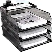Desk File Organizer - Metal Vertical Storage Paper Sorter Tool | Multi Layer Paper Holder Stand, maggazine Organizing Solution for Letter A4 Size Table