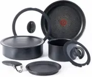 Tefal Ingenio Nonstick Cookware Set 8 Piece Induction Stackable, Black
