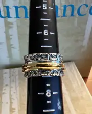 NWT Sundance Catalog Silver Gold “Heart To Heart Ring” Spinner Size 7 $185