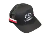 TOYOTA TRUCKER CAP BLACK WITH RED WHITE STRIPES COTTON OFFICIAL MERCH OSFM