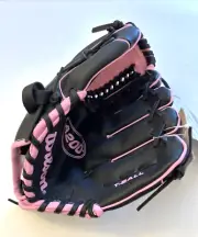 Wilson A200 Youth T-Ball Mitt GLOVE 10" Pink/Black Right Hand Thrower