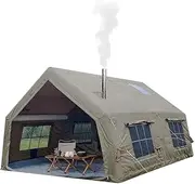 UNISTRENGH 4 Season Air Tent Glamping Tent with Separate Living and Sleeping Area,Waterproof Pop-Up Tent with Pump and Stove Jack Hole,8-10 Person Camping Tent,Quick Set up