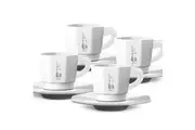 Bialetti White Octagonal Coffee Cups with Saucer - Set of 4