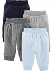 Baby 4-Pack Fleece Pants Dark Grey/Grey Heather/Light Blue/Navy 6-9 Months