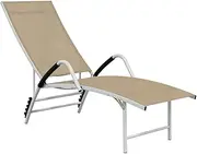 Camping Sunloungers Reclining Patio ChairsSun Lounger and Aluminium Cream