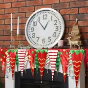 Christmas Mantel Scarf Top Runner Christmas Elf Red Green Fireplace Mantel Co...