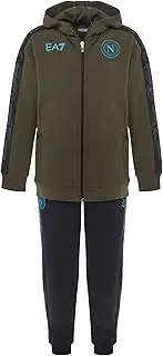 [SSC NAPOLI] [EA7] Interlock Jr. Light Blue EA7 Official Product Tracksuit with Hood Football 2024/2025, 14 Years