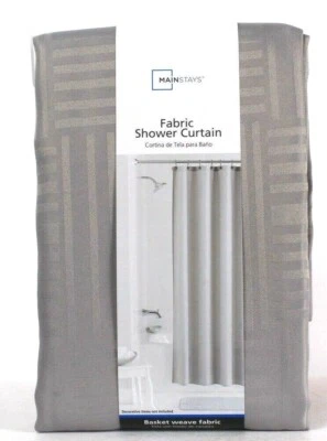 1 Count Mainstays Basket Weave Fabric Shower Curtain Henderson Gray