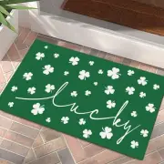 St. Patrick's Day Doormat Lucky Shamrocks Door Mat Non Slip Rubber Backing Ou...