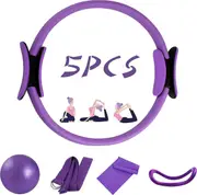 5 Piece Pilates Ring Set 14" Yoga Fitness Magic Circle Home Pilates Equipment Fitness Kit