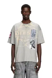 [Diesel] Diesel - T-shirt with patch detail - T-Shirts - Man - Grey L Grey