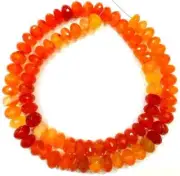 AAANatural Carnelian Faceted Rondelle Beads 8.MM Strand Carnelian Gemstone Beads