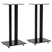 Speaker Stands 2 pcs Tempered Glass 2 Pillars Design Black vidaXL