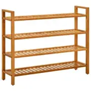 NNEVL Shoe Rack with 4 Shelves 100x27x80 cm Solid Oak Wood