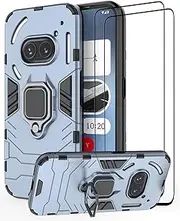 DERHAN Case for Nothing Phone 2a / 2a Plus, Armoured Case with Ring Holder + Protective Film [Pack of 2], Mobile Phone Cases Shockproof Protective Case, Mobile Phone Case with Stand - Navy