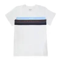 在飛比找PChome24h購物優惠-COACH 三色條紋馬車LOGO印花短袖T恤(白)