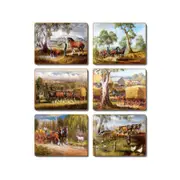 Cinnamon Placemats Cork Backed Set of 6 Working Horses