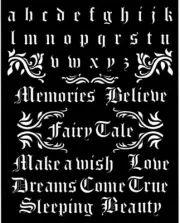Stamperia Stencil 7.87"X9.84"-Alphabet & Quotes, Sleeping Beauty