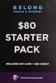 BELONG MOBILE $80 SIM CARD STARTER PACK KIT + $80 CREDIT - TELSTRA 4g&5g