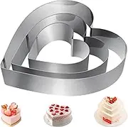 ZHIYUQL Heart Baking Mould, Set of 3 Heart Cake Ring, Silver Stainless Steel Baking Mould, Heart Dessert Rings, Baking Frame, Smooth and Heat Resistant for Cake Decoration, Backing, Holiday Party