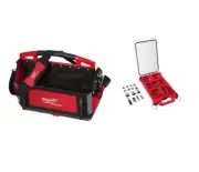 Milwaukee Bag/Tote Tool Storage + 100-Pcs Screw Driver Bit Set w/ PACKOUT Case