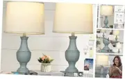 Farmhouse Table Lamps, Rustic 26" Touch Control Bedside Lamps with USB A+C