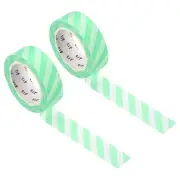 Washi Tape 0.59 Inch x 10.93 Yards, 2 Roll Stripes Pattern Sticker Light Green