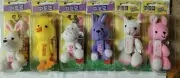 PEZ Easter Plush 6 PEZ Dispenser Keychain Candy Bunny Lamb Duck Vintage 2012