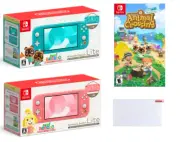 Nintendo Switch Lite Animal Crossing Edition + Game & Screen Protector Bundle