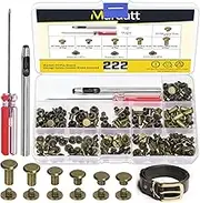 Mardatt 222Pcs Chicago Screws Assorted Kit with Setting Tools, M5 X 4/5/6/8/10/12MM Screw Rivets Metal Slotted Screw Studs Leather Rivets for DIY Leather Craft Decoration(Bronze)