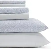 Laura Ashley Home - Queen Sheets, Cotton Percale Bedding Set, Crisp & Cool Home Decor (Belle Blue Cashmere, Queen)