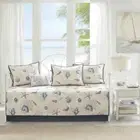 NEW! ~ NAUTICAL BEACH BLUE AQUA CORAL COASTAL SEASHELL DAYBED COVER QUILT SET