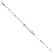 Real 14K White Gold 6"Inch Figaro Chain Child Kid Baby Engraveable ID Bracelet
