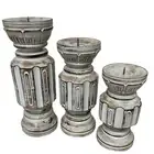 Hamptons Coastal Pillar Candle Sticks set of 3 Table Top Beach Home Decor