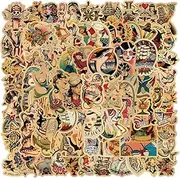 Vintage Stickers, 100pcs Retro Girl Sailor Jerry Sticker Pack for Adults, Vinyl Waterproof Retro Pinup Girl Deals for Laptop Water Bottle Hydro Flask Car Motorcycle Guitar Phone Luggage Men Decoration