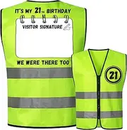 [Gretion] 21st Birthday Gifts for Him and Her, 21st Birthday Decorations for Men and Women, 21 Year Old Unique Gifts for Women Men, Personalised Gifts Ideas for Men Birthday Present Funny Guest Book Vest
