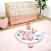 The Peanutshell Baby Crib Bedding Set for Girls, Pink Floral Baby Tummy Time Mat, Floral Nursery Decor, Plush Bunny Security Blanket Play Toy, Nursery Set Essentialsl