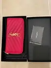 Saint Laurent Monogram Full Zip Wallet 358094 Leather Red Gold Hardware Wallet