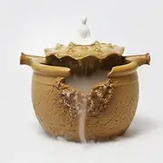 Tabletop Fountain Ceramic Tabletop Fountain Ingenuity Desktop Fountain Circulating Flowing Water Zen Waterscape Ornaments Indoor Office Relieve Stress (Color : Yellow)