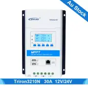 EPEVER 30A MPPT Solar Charge Controller 12V/24V Auto Solar Panel Max PV 100V
