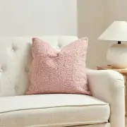 Square Pink Boucle With Microgel Feather-Like Insert Pillow