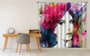 3D Color Watercolor Painted Girl NAO018 Photo Curtain Printing Fabric Window Fay