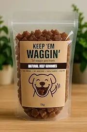 Keep 'Em Waggin Natural Beef Gummies for Dogs, Omega-3 Enriched, Grain-Free, 1kg